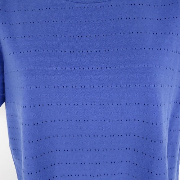 Rafaella Women's Short Sleeve Holey Moley Blue Tee M NWT $59 - Picture 2 of 6